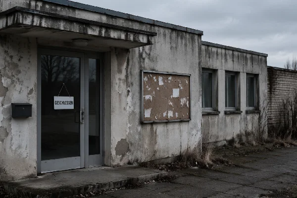 Geschlossene Beratungsstelle in Sachsen, leere Eingangstür, Sparhaushalt 2025